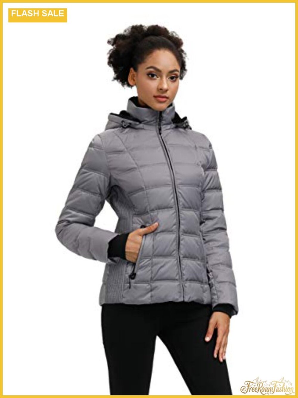 Women's Down Puffer Jacket Warm Hooded Winter Coat with Faux-Fur Hood